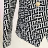High Street Designer Jacket Women's Double Breasted Lion Buttons Geometrical Jacquard Blazer