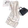 Heavy Mulberry Silk Satin Party Dress Long Sleeve Dress Women's Evening Dress