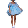 Women Elegant Sweet Dress Casual Ruffle Dress Female Tie-dyed Printing/Solid Long Sleeve Boho Dress Puff Sleeves Bubble Skirt
