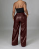 Women Faux Leather Straight High Waist PU Pants Elegant Autumn Winter Solid Wide Leg Black Trousers