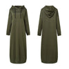 Women Winter Pullovers Stylish Hooded Hoodies Dress Casual Long Sleeve Maxi Vestidos Female Drawstring Robe Femme