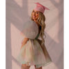Women Elegant Sweet Dress Casual Ruffle Dress Female Tie-dyed Printing/Solid Long Sleeve Boho Dress Puff Sleeves Bubble Skirt