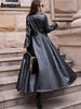 Maxi Fit and Flare Leather Trench Coat for Women Spring Long Designer Clothing Women Long Sleeve Lapel