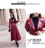 Maxi Fit and Flare Leather Trench Coat for Women Spring Long Designer Clothing Women Long Sleeve Lapel