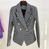 High Street Designer Jacket Women's Double Breasted Lion Buttons Geometrical Jacquard Blazer