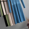 elegant OL turtleneck slim long Sweater dress women Thick knit Autumn Winter dress female Slim A-line basic dress casual