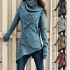 Vintage Sweater Dress Women Autumn Winter Turtleneck Knitted Sweater Irregular Hem Slim Jumpers Sweaters