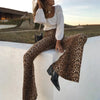 high waist leopard print flare leggings autumn winter women sexy bodycon trousers club pants