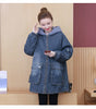Winter Women Lamb Wool Thick Denim Jacket 5XL Loose Hooded Windbreaker Coat Casual Zipper Jeans Outerwear Warm Parkas