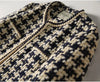 Elegant Weave Plaid Women Blazer With Pocket And Lining Autumn Winter Causal Tweed Coat Office Ladies Jacket
