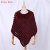 Genuine Rabbit Fur Knitted Natural Fur Poncho Wrap Coat Shawl Lady Scarf Natural Fur Wedding Party Cape