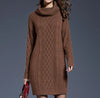 Plus Size Women Casual Knitted Long Sleeve Winter Dresses Sweater Solid Knee Length Loose Fat Female Over Size Dresses 4XL