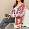 Winter Cardigan Sweater Women's Mid-length Buttons Sexy Slim Imitation mink cardigan Jacket Female Knitted Sweater Tops