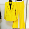 High Street Runway Designer Suit Set Women's Single Button Blazer Flare Pants Suit