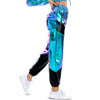 Women Reflective Long Pants with Pockets High Waist Loose Holographic Patchwork Trousers Club Dance Jogger Pants Clubwear