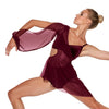 MiDee Velvet 3 Piece Dance Set Women Girls Modern Ballet Puff Sleeve Mesh Dress Asymmetrical Skirt Stage Performance Costume