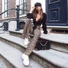 high waist leopard print flare leggings autumn winter women sexy bodycon trousers club pants