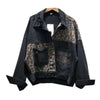 Embroidery Leopard Jeans Jacket Feminine Short Coats Distressed Brushed Streetwear Loose Spring Autumn Outwear Women's Jackets