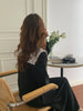Women Autumn Beige Long Loose Lace Dress V Neck Straight Full Sleeve Pullover Maxi Dresses Female