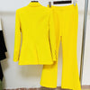 High Street Runway Designer Suit Set Women's Single Button Blazer Flare Pants Suit
