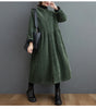 Winter Women Trench Fleece Long-sleeved Loose Corduroy Solid Color Vintage Casual Women Long Warm Coat YoYiKamomo