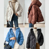 Winter 90% White Duck Down Short Jacket Women Thick Warm Loose Cocoon Type Hooded Diamond Puffer Coat Outwear