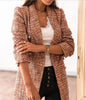 Casual Thin Suit Lady Long-sleeved Blazer Double-breasted Check Blazer Slim Fit Office Lady Elegant Chic Jacket Coat