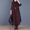 Spring Autumn Woman Dress Vintage Loose Cotton Long Dress Vestidos Robe D Ete Femme Literary Plaid Shirt Dress
