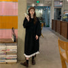 Autumn Korean Style Dress Women Ruffles Patchwork O Neck Long Sleeve Dresses Slim Waist Elegant Vestidos Mujer