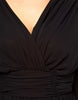 Plus Size Long Lantern Sleeve Chiffon Party Dress Women Sexy V-neck Spring Knee Length Black Elegant A-line Wrap Dress