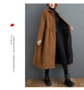 Winter Women Trench Fleece Long-sleeved Loose Corduroy Solid Color Vintage Casual Women Long Warm Coat YoYiKamomo