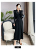 Pleated Long Sleeve V-neck Dress Women Spring Korean Designer Casual Black Dresses Elegant Aesthetic Clothes