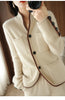 100%Pure Wool Sweater Autumn/Winter Women's Stand-up Collar Cardigan Casual Knit Tops Korean Female Jacket