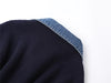 Autumn Winter Knitted Women's Sweater Loose Stitching Denim Jacket Fake Two-Piece Design Top Chaqueta Mujer Invierno