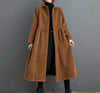 Winter Women Trench Fleece Long-sleeved Loose Corduroy Solid Color Vintage Casual Women Long Warm Coat YoYiKamomo