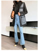 Autumn Black Wool Blends Patchwork Leather Jacket Women with Many Pockets Long Sleeve Korean Streetwear