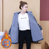 Winter Women Lamb Wool Thick Denim Jacket 5XL Loose Hooded Windbreaker Coat Casual Zipper Jeans Outerwear Warm Parkas