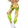 Women Reflective Long Pants with Pockets High Waist Loose Holographic Patchwork Trousers Club Dance Jogger Pants Clubwear