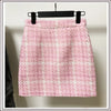 High Street Designer Short Coat Women's Sweet Diamonds Buttons Wool Blends Woven Colors Plaid Tweed Short Jacket
