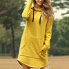 Women Autumn Dresses Casual Pocket Long Sleeve Hooded Sweatshirts Loose Oversized Pullover Hoodie Bodycon Dress Robe