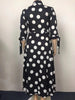 Autumn Dot Print Button Up Plus Size XL-5XL Women Blousers Maxi Dress Vestidos Streetwear Long Dresses Vestidos