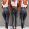 Belted High Waist Skinny Jeans Women Loose Stretch Denim Long Pants Skinny Jeans Women Stretch Denim Long Pants