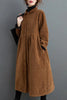 Winter Women Trench Fleece Long-sleeved Loose Corduroy Solid Color Vintage Casual Women Long Warm Coat YoYiKamomo