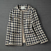 Elegant Weave Plaid Women Blazer With Pocket And Lining Autumn Winter Causal Tweed Coat Office Ladies Jacket