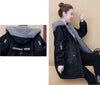 Winter Women Lamb Wool Thick Denim Jacket 5XL Loose Hooded Windbreaker Coat Casual Zipper Jeans Outerwear Warm Parkas