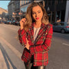 Tweed women red plaid blazers 2021winter women vintage jackets female patchwork blazer coats girls chic outfit clothes