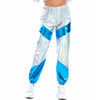 Women Reflective Long Pants with Pockets High Waist Loose Holographic Patchwork Trousers Club Dance Jogger Pants Clubwear