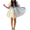 Women Elegant Sweet Dress Casual Ruffle Dress Female Tie-dyed Printing/Solid Long Sleeve Boho Dress Puff Sleeves Bubble Skirt