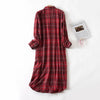 Spring Autumn Women Casual Plaid Night Dress Female 100% Cotton Nightgown Long Sleeve Sleepshirts Large Size Home Dress