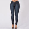 Vintage Women Jeans Slim Fit High Waist Denim Pencil Pants Bootcut Winter Pull-on Skinny Jeans Blue